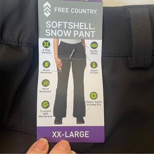 Free Country NWT Black Softshell Snow Pants